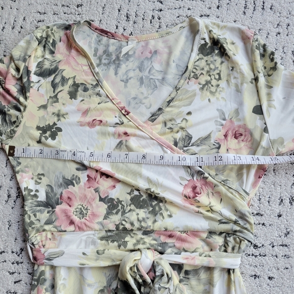 Pinkblush Cream and Pink Wrap Maxi Dress - Picture 3 of 9